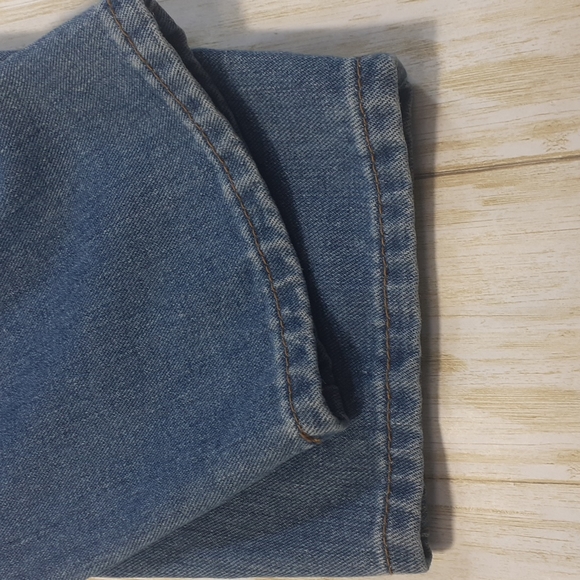 Denim Blvd Los Angeles Distressed Leg Cropped Blue Jeans Size L Waist 32 - Picture 10 of 16